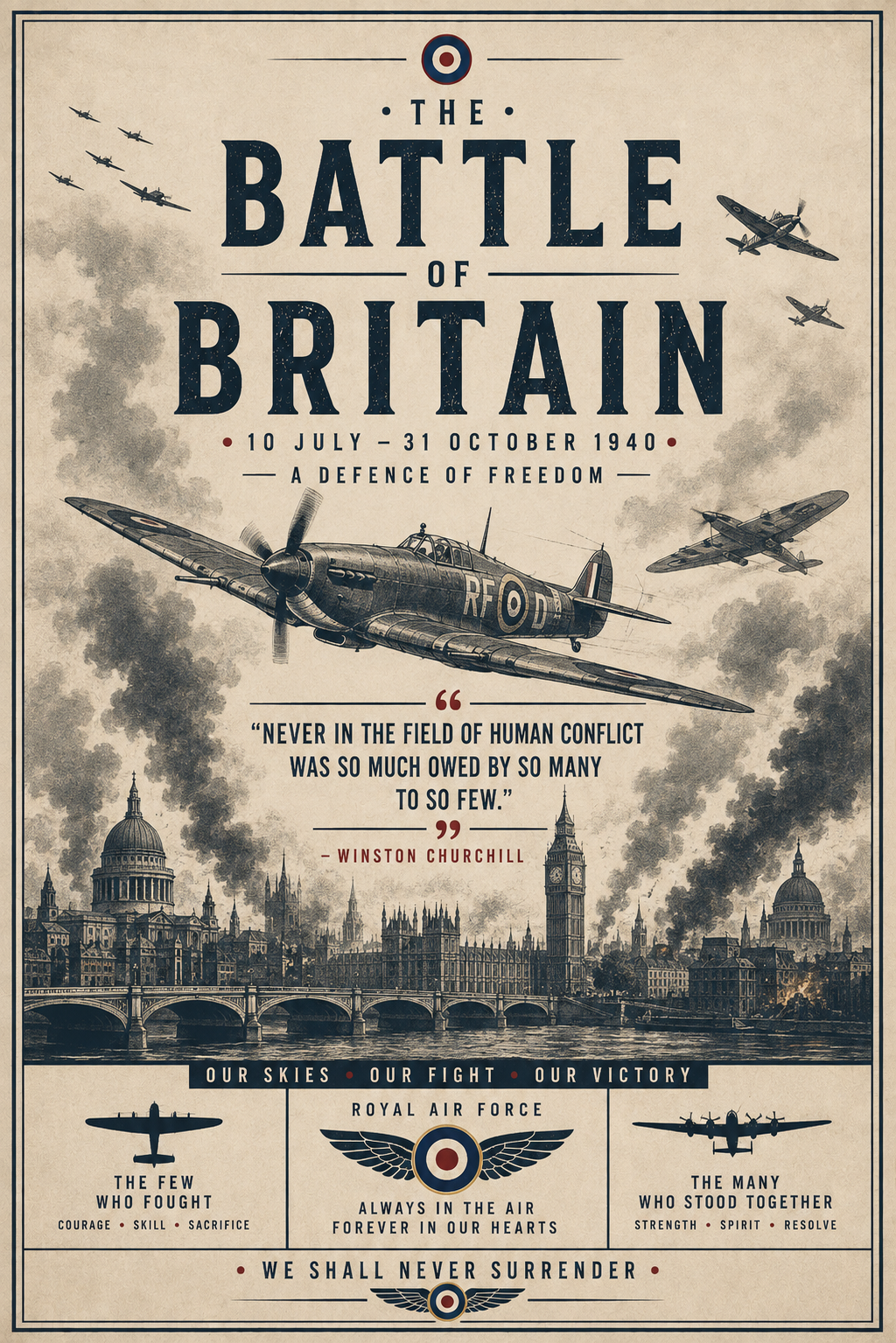 Battle of Britain RAF Aviation Print Set of  3
