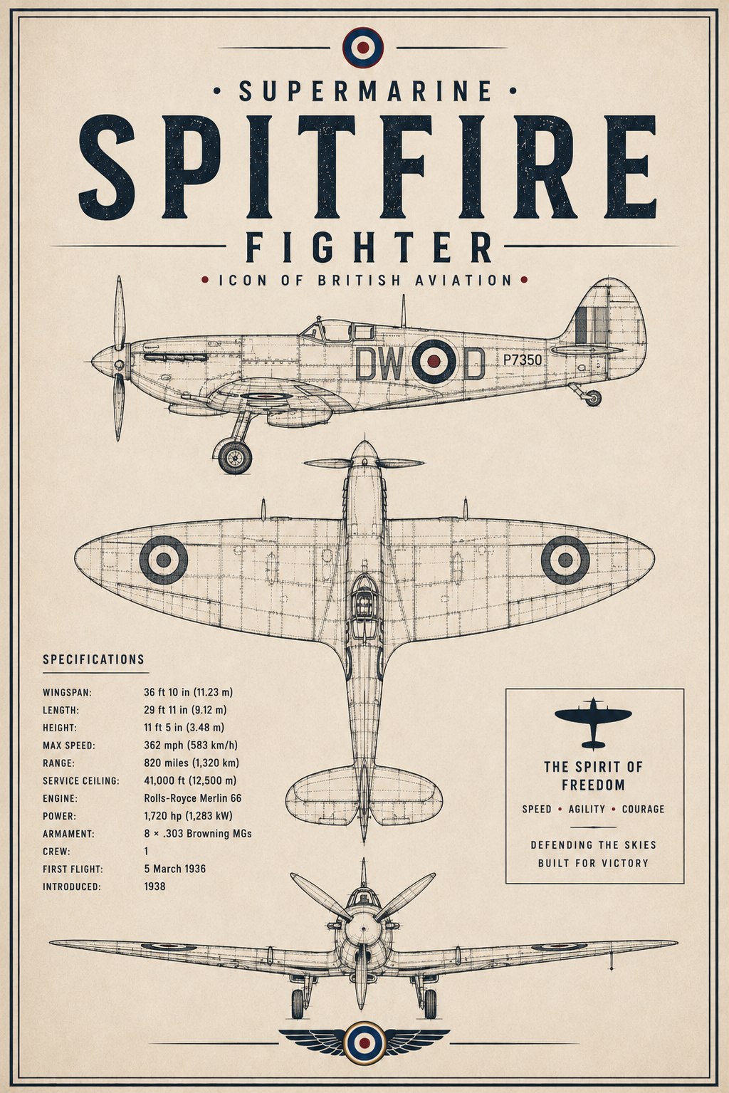 Battle of Britain RAF Aviation Print Set of  3