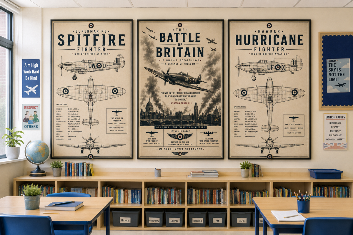 Battle of Britain RAF Aviation Print Set of  3