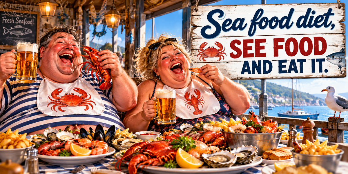 Sea Food Diet Funny Mug – See Food and Eat It – Seafood & Beer Humour Gift